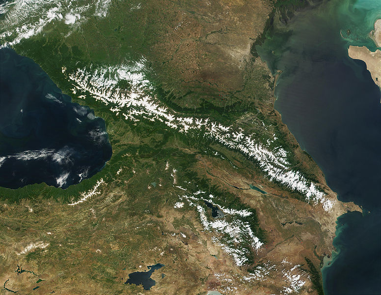 Pasmo Kaukazu widziane z przestrzeni kosmicznej
